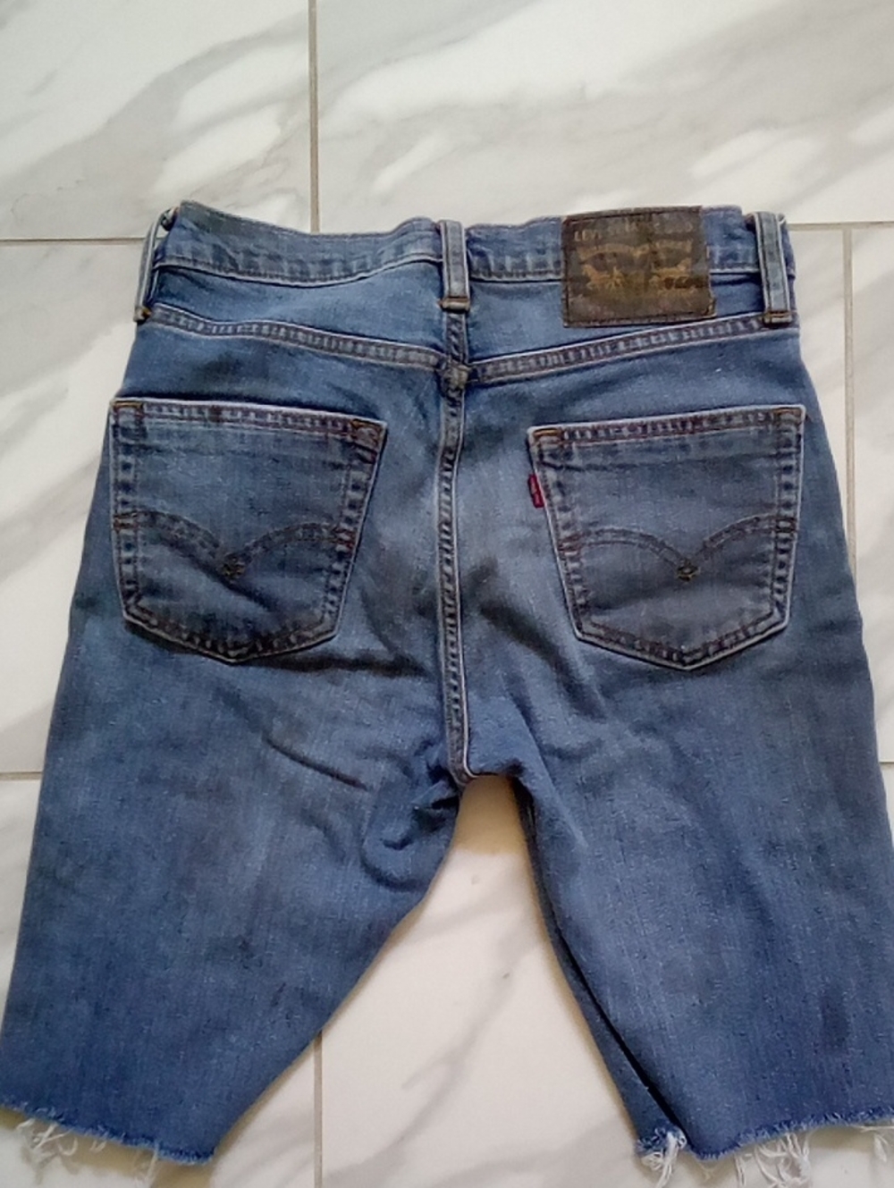 Vintage Levi's 90's Grease Splattered Denim Cutoff Shorts Size 30 (fits 27/28)